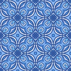 Foto op Plexiglas Endless colorful pattern in blue for wallpapers, textile, design and backgrounds, vector seamless pattern. © God Soul