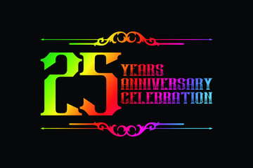 25th years anniversary logo template, Vector design birthday celebration