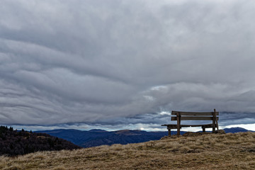Banc sur le sommet du Drumont dans les Vosges