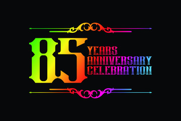 85th years anniversary logo template, Vector design birthday celebration