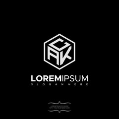 Three letter icon. hexagon logo. letter CAK logo template Design