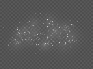 Transparent glow light effect with stars, sparkles, stardust. Vector illustration.