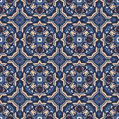 Endless colorful pattern in blue and gold for wallpapers, textile, design and backgrounds, vector seamless pattern.
