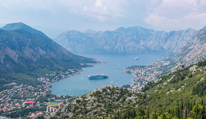 Fototapeta na wymiar Aerial view of the bay of Kotor, Montenegro