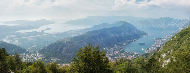 Aerial view of the bay of Kotor, Montenegro