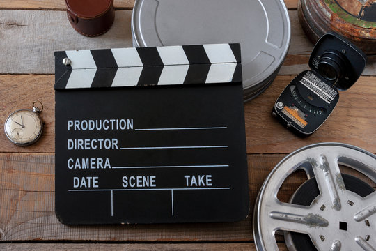 Clapperboard and other movie equipment