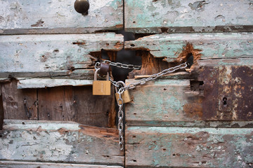 old iron lock on the door