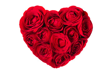 Obraz na płótnie Canvas Valentine's day heart Heart shape made of flowers isolated on white with clipping path.