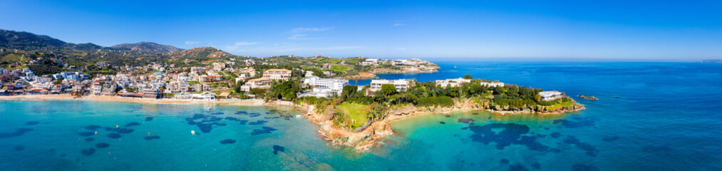 The small village with unique beaches and famous resort of Agia Pelagia, Heraklion, Crete, Greece.