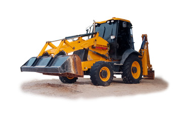 Small yellow loader Isolated from white background with clipping path