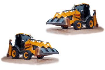 Small yellow loader Isolated from white background with clipping path