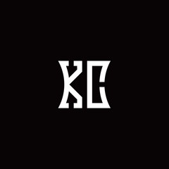 KC monogram logo with curved side style design template