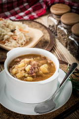 Sour cabbage soup.