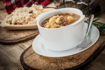 Sour cabbage soup.