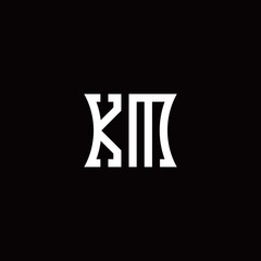 Obraz premium KM monogram logo with curved side style design template
