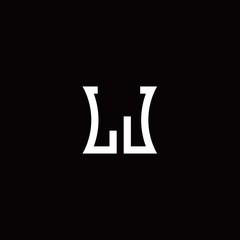 LJ monogram logo with curved side style design template