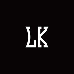 LK monogram logo with curved side style design template