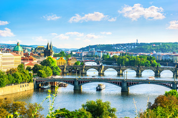 Naklejka premium Row of bridges in Prague