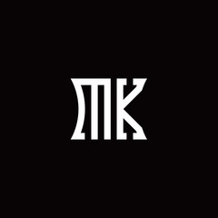 MK monogram logo with curved side style design template