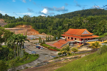 Fototapeta na wymiar Sandakan. Malaysia. November 27, 2018. Ti Tsang Pusa Buddhist temple, located on top of a mountain on the Pacific ocean.