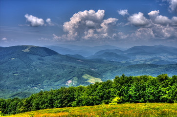 landscape with mountains and clouds
