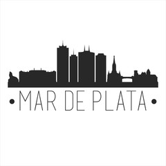 Mar de Plata Argentina. City Skyline. Silhouette City. Design Vector. Famous Monuments.