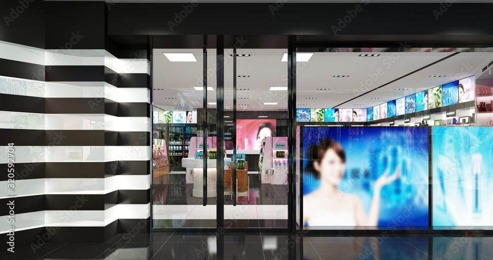 Wall mural 3d render of cosmetic shop