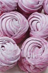 Fototapeta premium Delicious fresh blackcurrant marshmallows for Breakfast macro