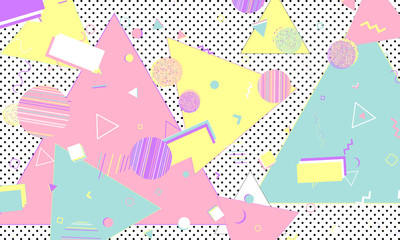 80s. Memphis pattern. Geometric shapes.Vector.