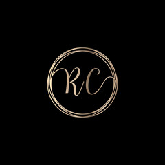 Letter RC logo design with handwriting concept. Creative fashion logo design, couple letter , beauty icon. Logo with hand drawn style for wedding concept -vector