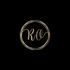 Letter R O logo design with handwriting concept. Creative fashion logo design, couple letter , beauty icon. Logo with hand drawn style for wedding concept -vector