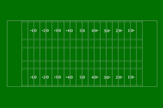 American football field top view in a flat design. Vector illustration