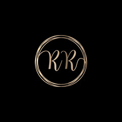 Letter R R logo design with handwriting concept. Creative fashion logo design, couple letter , beauty icon. Logo with hand drawn style for wedding concept -vector