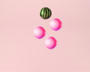 Creative design outstanding balloon watermelon on pastel pink background. minimal idea food and fruit concept.