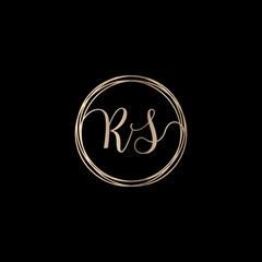 Letter R S logo design with handwriting concept. Creative fashion logo design, couple letter , beauty icon. Logo with hand drawn style for wedding concept -vector