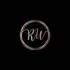 Letter R W logo design with handwriting concept. Creative fashion logo design, couple letter , beauty icon. Logo with hand drawn style for wedding concept -vector