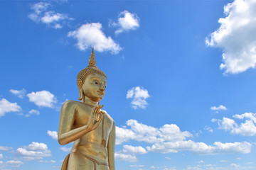 Buddha statues with blue sky background