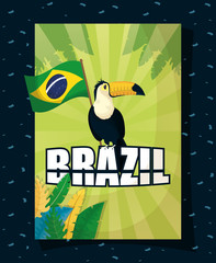 brazil carnival poster with toucan and flag © Gstudio