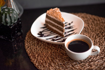  A hot coffee cup placed on the table