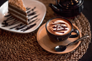  A hot coffee cup placed on the table
