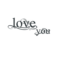 Words: Love You with calligraphic swirl, happy valentine's day background, vector