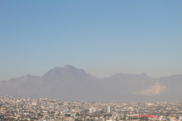 View of the progress in pollution in the city of Monterrey Mexico