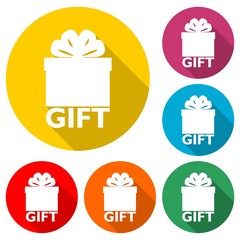 Gift box icon isolated with long shadow