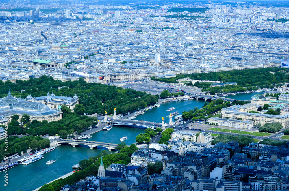 Wall mural aerial view of the city paris