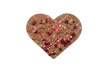 Großes Schokoherz mit getrocknete Cranberries und Erdbeerstücke