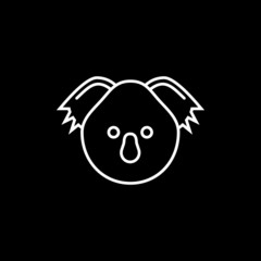 Koala head line icon, linear pictogram isolated on black background. Logo illustration, outline vector sign