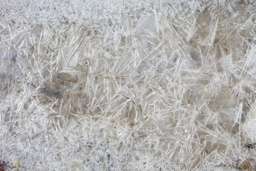 Iced stream with cracked surface texture background