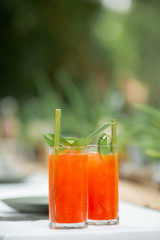 refreshing fruit punch beverage in glass