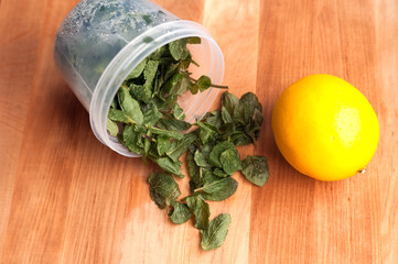 frozen ripe mint and organic lemon