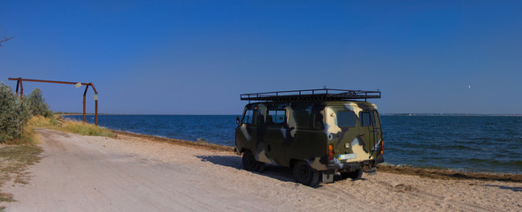 old car on the beach